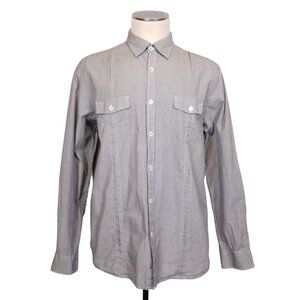 Ted Baker Norping Tapered Fit Collared Shirt in Micro Gingham Black & White Sz 6